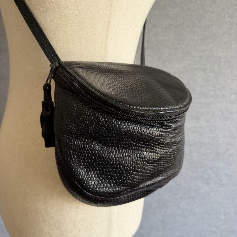 Ann Taylor Vtg Crossbody Mini Bag Lizard Reptile Embossed Leather Made in Italy